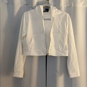 SHEIN white cropped zip up hoodie